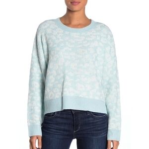 NEW John + Jenn Cheetah Print Mystic Blue Sweater